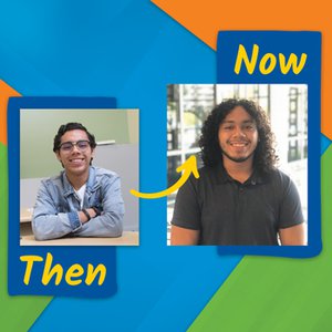 Then and now pictures of Steffan, a CIS Site Coordinator