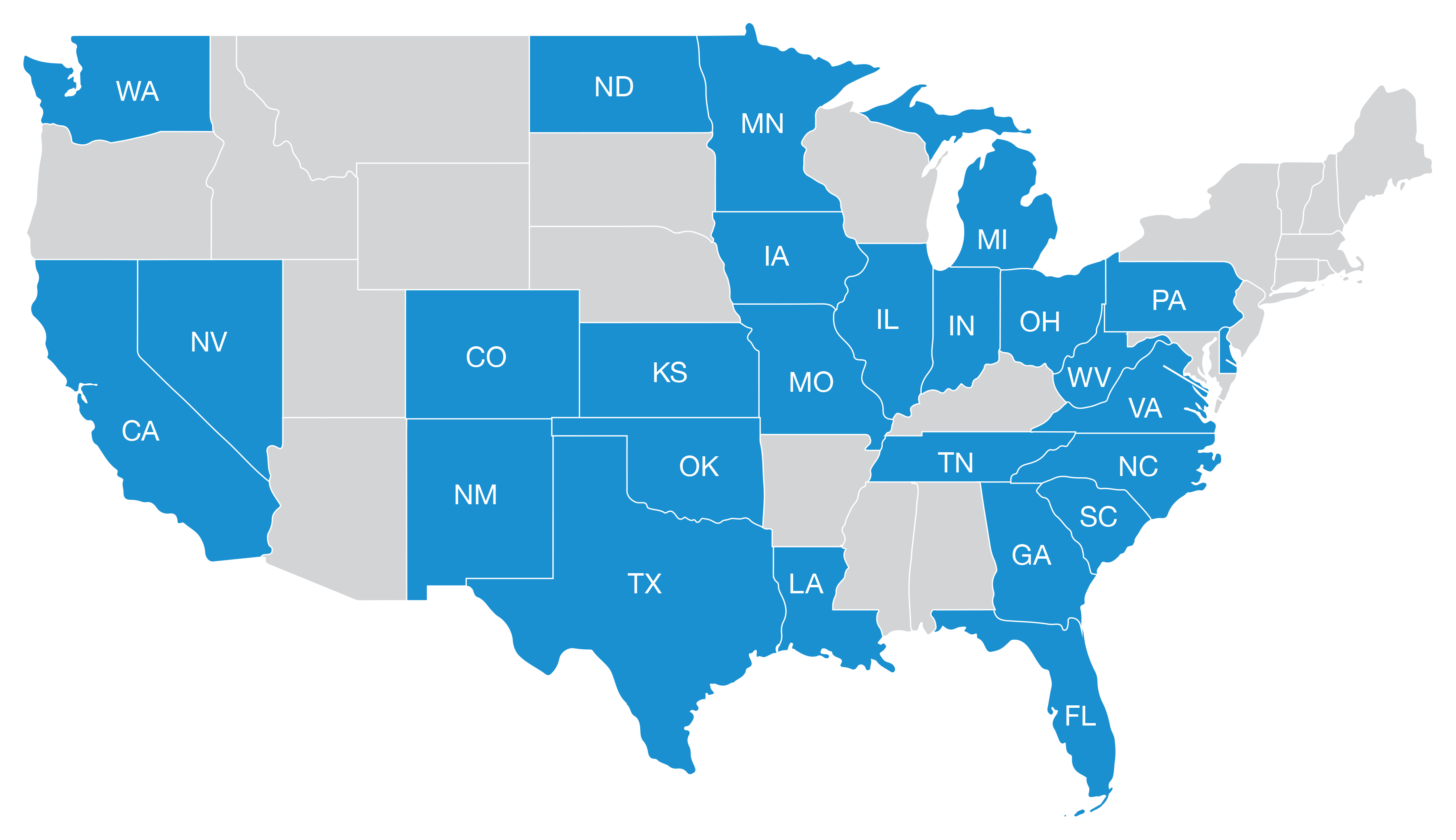 U.S. map of states with CIS affiliates