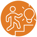 Icon of main climbing stairs towards lightbulb