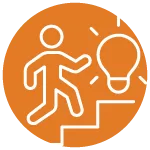Icon of main climbing stairs towards lightbulb
