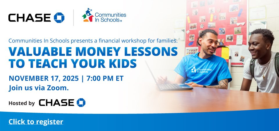 Webinar Flyer: Valuable Money Lessons to Teach Your Kids hosted by Chase