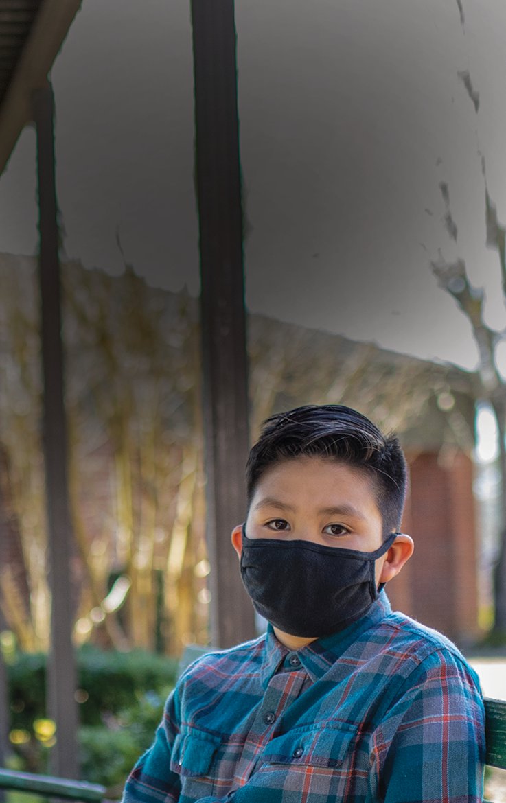 Boy wearing mask