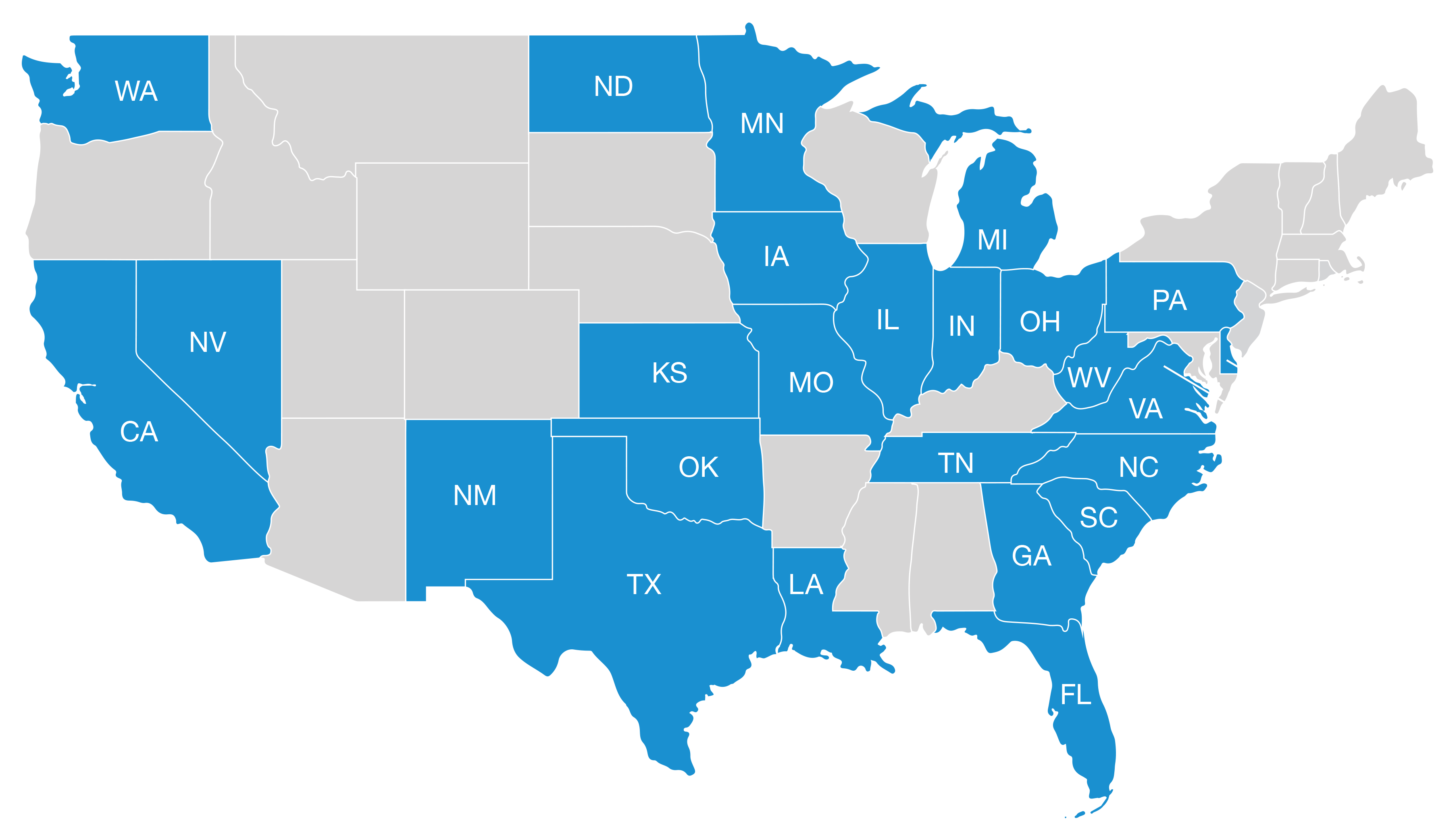 U.S. map of states with CIS affiliates